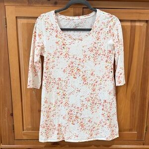 J. Jill Cream Floral Scoop-Neck Long Sleeve Tee with Pink and Yellow Sprinkles